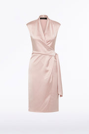 BLUSH LUSTRE SATIN WRAP DRESS