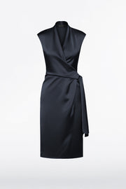 INK SATIN WRAP DRESS
