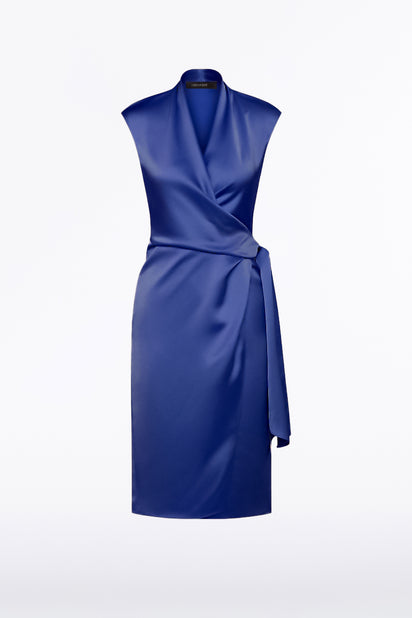 LAPIS LUSTRE SATIN WRAP DRESS