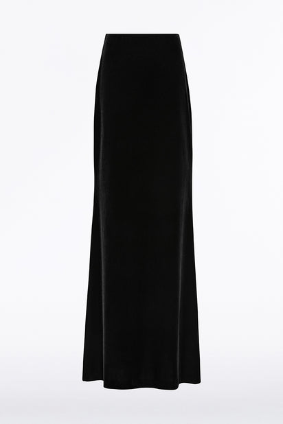 BLACK VELVET COLUMN SKIRT