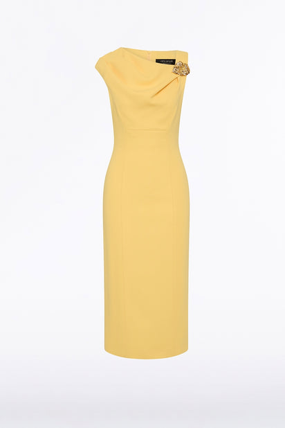 POLLEN CREPE LEAF MIDI DRESS