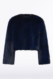 BRIGHT NAVY TIPPED FUR SHORT JACKET