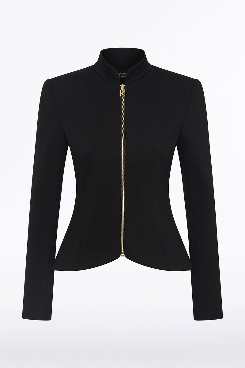 BLACK PONTE ZIP FRONT JACKET – Carla Zampatti
