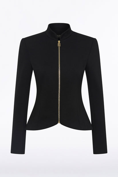 BLACK PONTE ZIP FRONT JACKET