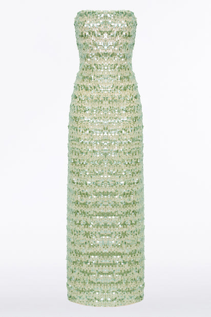 CELEDON SEQUIN STRAPLESS GOWN