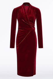 ROUGE VELVET TIE FRONT MIDI DRESS
