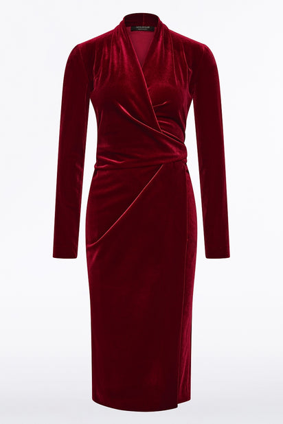 ROUGE VELVET TIE FRONT MIDI DRESS