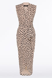 ROSA SPOT GEORGETTE SLEEVELESS WATERFALL DRESS