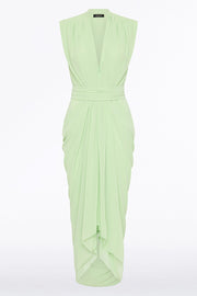 PERIDOT GEORGETTE SLEEVELESS WATERFALL DRESS