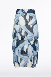 PAINTED FLORAL GEORGETTE TIERED SKIRT