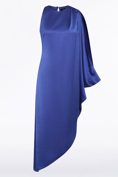 LAPIS LUSTRE SATIN DRAPE DRESS