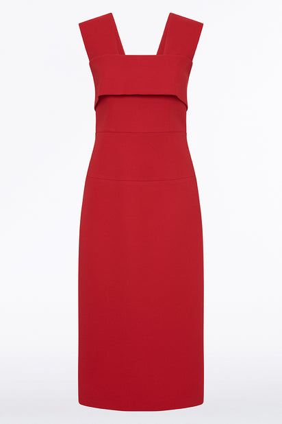 SCARLET CREPE LA BANDA MIDI DRESS