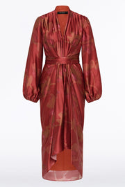 GRANDIFLORA SILK WATERFALL DRESS