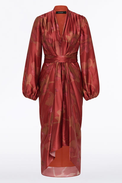 GRANDIFLORA SILK WATERFALL DRESS