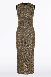 BRONZE CRUSHED SEQUIN DRESS