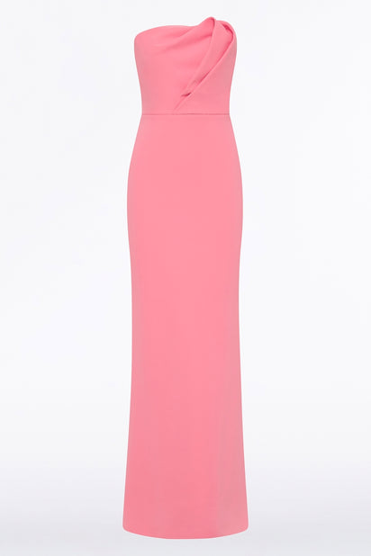 ROSE PINK CREPE SCULPTURAL GOWN