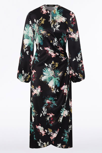 BELLE DE JOUR SATIN ACETATE KEYHOLE WRAP DRESS