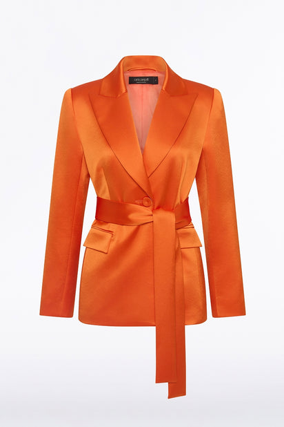 CLEMENTINE SATIN ACETATE TIE WAIST BLAZER