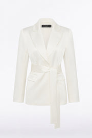 IVORY SATIN ACETATE TIE WAIST BLAZER