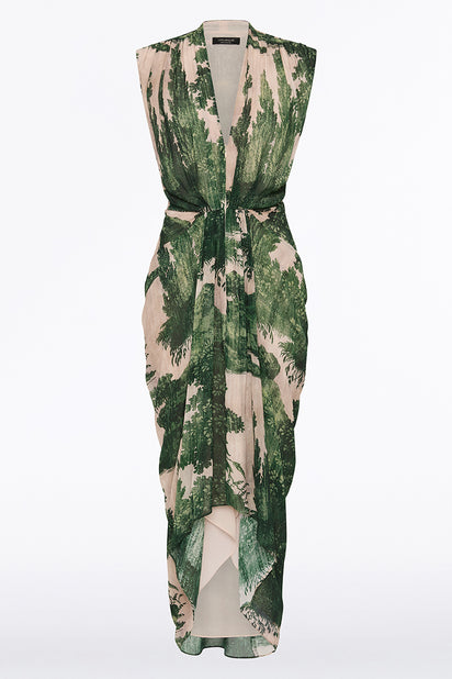 JADE SCENICA GEORGETTE SLEEVELESS WATERFALL DRESS