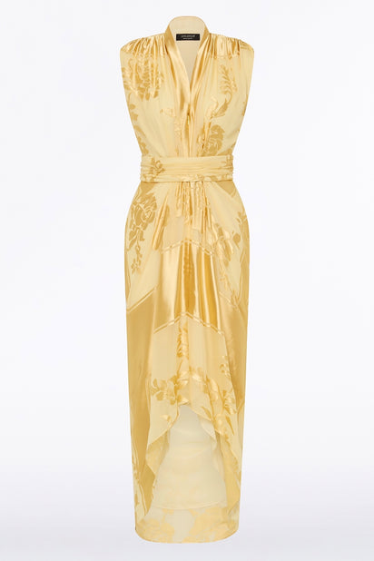 POLLEN DEVORE SLEEVELESS WATERFALL DRESS