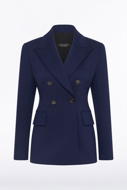 DEEP BLUE PONTE DOUBLE BREASTED BLAZER
