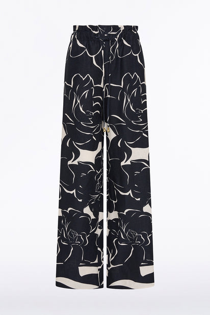 CELESTIAL PETALS LINEN TIE WAIST PANT