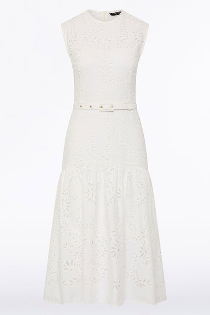 IVORY LACE BRODERIE MIDI DRESS