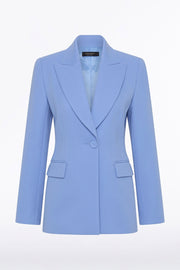 CORNFLOWER CREPE LONG LINE JACKET