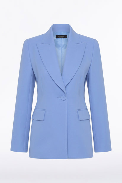 CORNFLOWER CREPE LONG LINE JACKET
