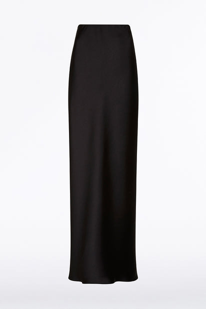 BLACK SATIN BIAS SKIRT