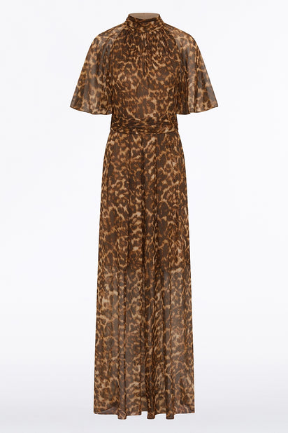 LEOPARD SILK MAXI DRESS