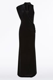 BLACK VELVET DRAPED GOWN