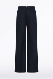 NAVY LINEN WAISTED PANT