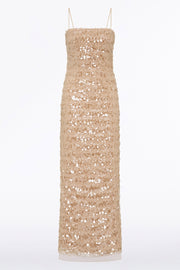 PALE GOLD LINEAR SEQUIN GOWN