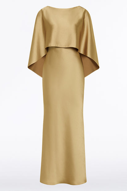 TOURMALINE SATIN CAPE DRESS