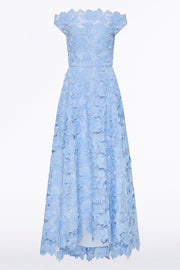 CELESTE 3D LACE OFF-SHOULDER GOWN
