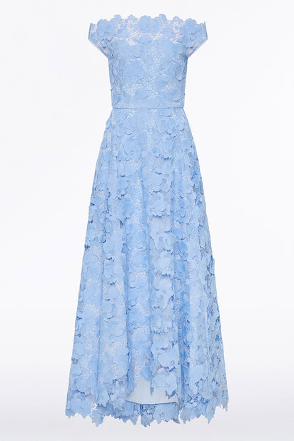 CELESTE 3D LACE OFF-SHOULDER GOWN