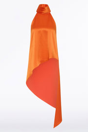 CLEMENTINE SATIN ACETATE DRAPED ASYMMETRIC TOP