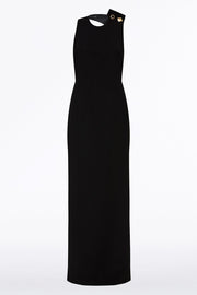 BLACK CREPE C BACK GOWN