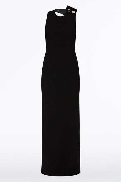 BLACK CREPE C BACK GOWN