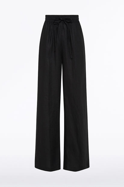 BLACK LINEN LOUNGE PANT