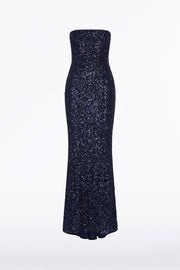 MIDNIGHT CRUSHED SEQUIN STRAPLESS GOWN