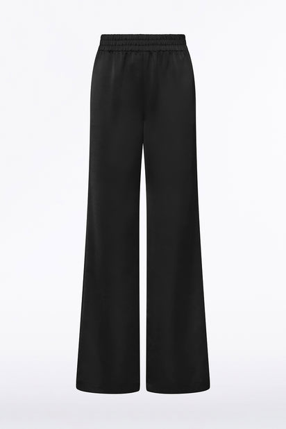 BLACK LUSTRE SATIN ELASTIC PANT