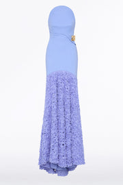 CORNFLOWER NASTRO STRAPLESS GOWN