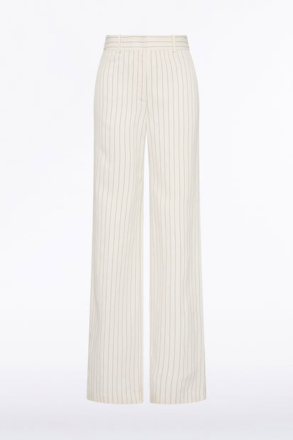 IVORY PINSTRIPE LINEN WIDE LEG PANT