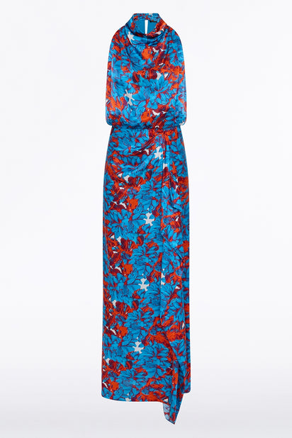 IMPASTO PRINT SILK CASCADE DRESS
