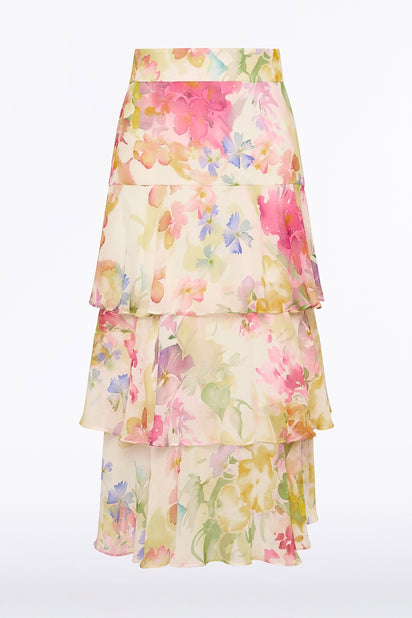 ETHEREA BLOOM TIERED RUFFLE SKIRT