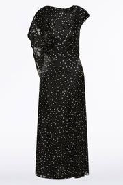 PINSPOT SILK BURNOUT SHOULDER WRAP DRESS