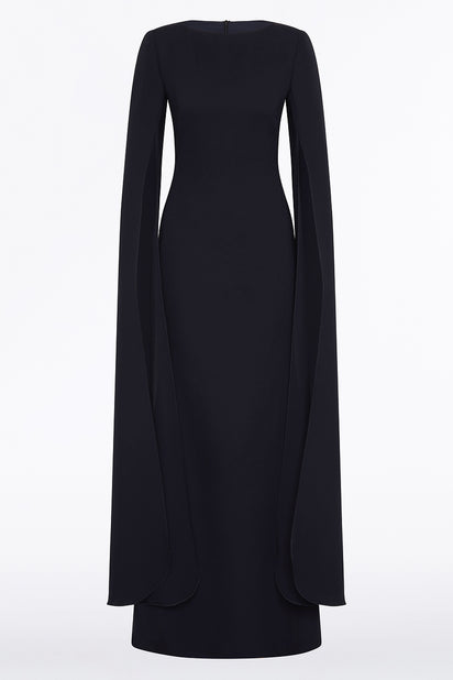 NAVY CREPE CELEBRATION SLEEVE GOWN